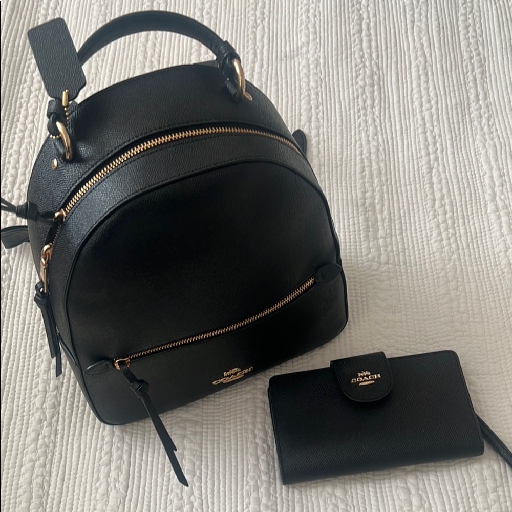 Coach Black Leather Backpack only